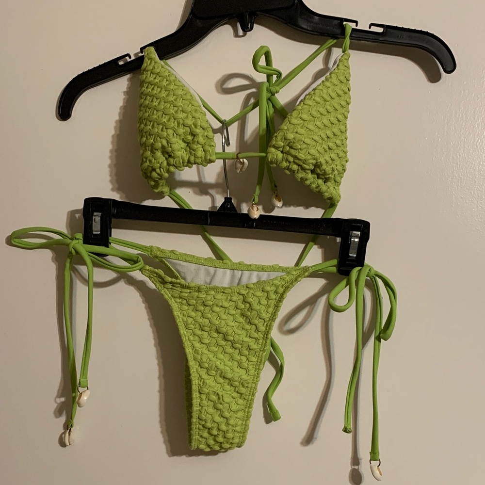 Vibrant Green Textured Bikini